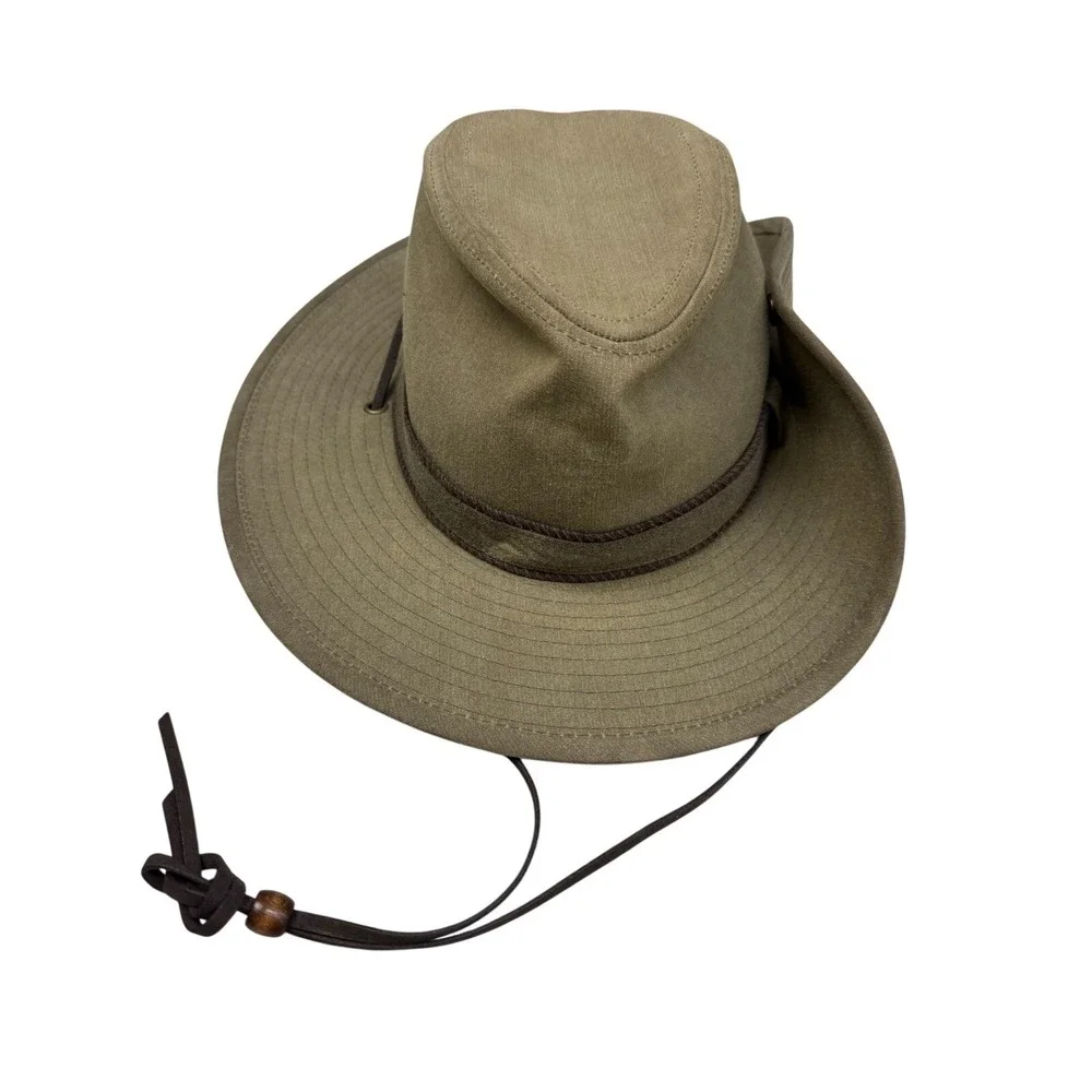 Outback‎ Trading Co Wallaby Oilskin Hat Olive Green Medium Made in USA 1480